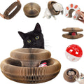 MagicPaws foldable cardboard cat scratcher and toy with built-in ball